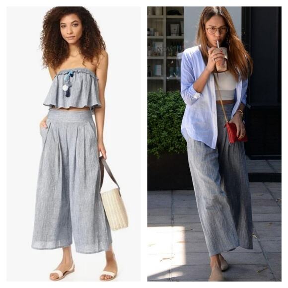 Misa Los Angeles Blue Wide Leg Pants - Picture 1 of 9